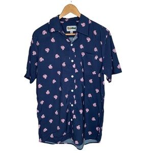 Tipsy Elves Mens Ruby Ducky Navy Pink shirt M